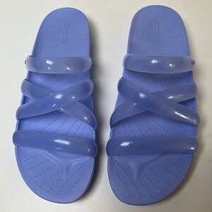 New Crocs Splash Glossy Strappy Sandal Moon Jelly Lavender Purple Women's Size 8